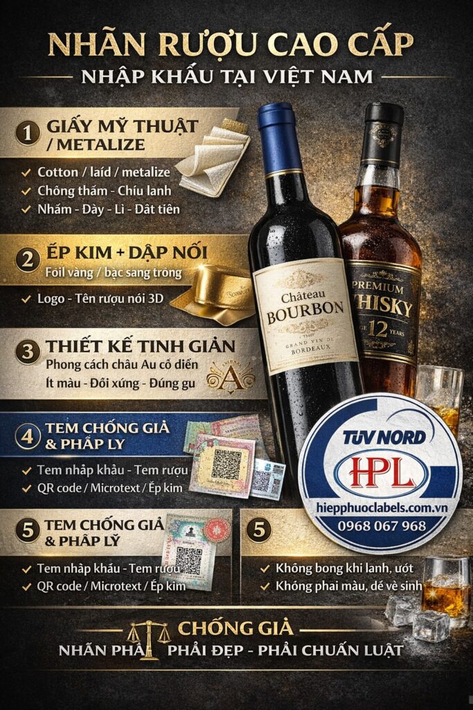 ĐẶC ĐIỂM NHÃN RƯỢU CAO CẤP NHẬP KHẨU TẠI VIỆT NAM