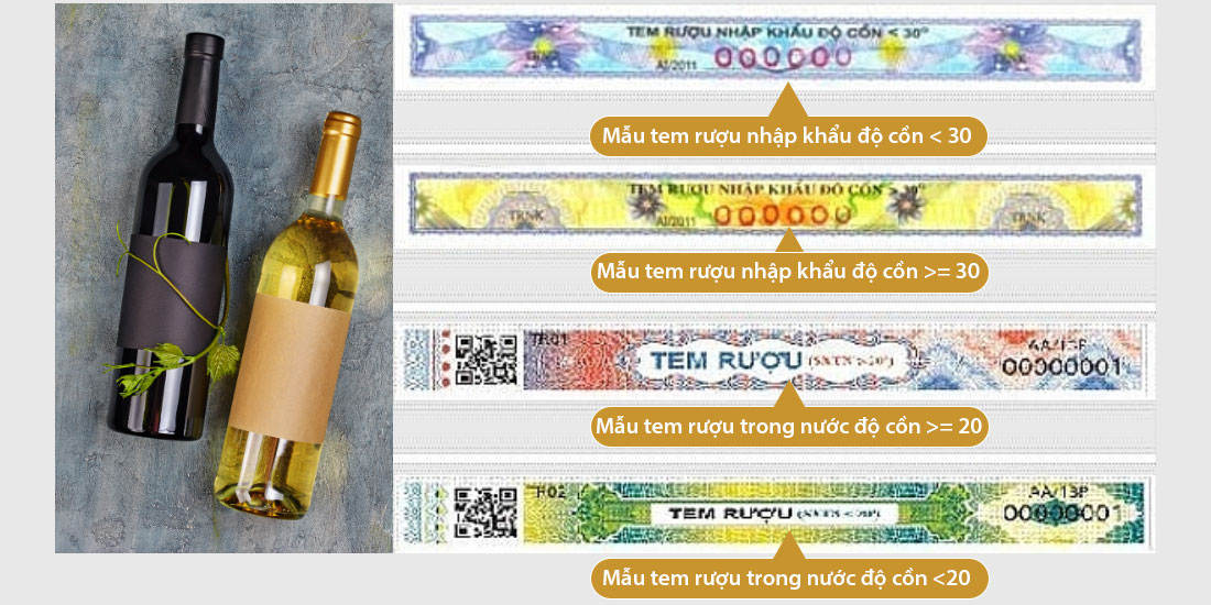 Quy định tem nhãn rượu nhập khẩu và trong nước