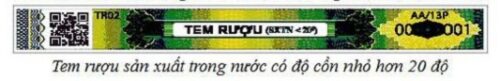 Mẫu tem rượu nhập khẩu có độ cồn < 20 độ