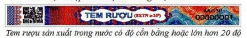 Mẫu tem rượu nhập khẩu có độ cồn > 20 độ