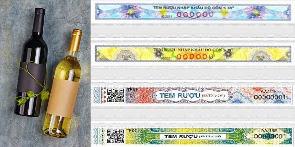 Tem nhãn rượu được phát hành bởi cơ quan Hải quan Việt Nam