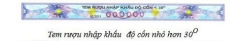 Mẫu tem rượu nhập khẩu có độ cồn < 30 độ