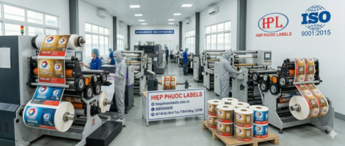 Quy trình in tem, in nhãn dầu nhớt nhãn cuộn dán tự động công nghiệp